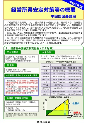 経営所得安定対策等の概要 表紙