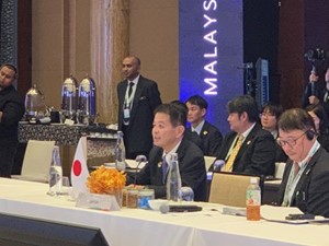 the Minister Miyashita speaking at the first ASEAN-Japan Ministers of Agriculture and Forestry Meeting