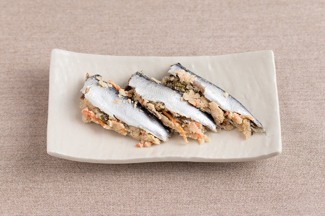 Iwashi no unohana zuke(Pickled sardines with soy pulp)