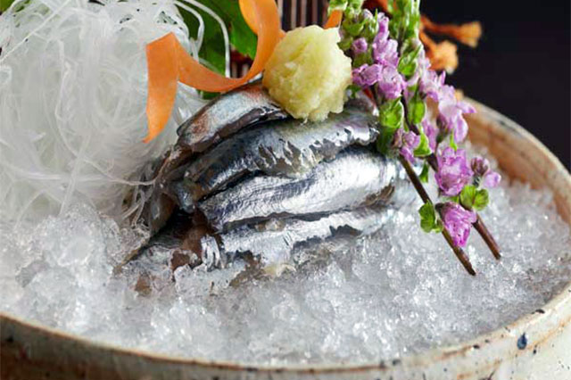 Ko-iwashi no sashimi (sashimi of small sardine)