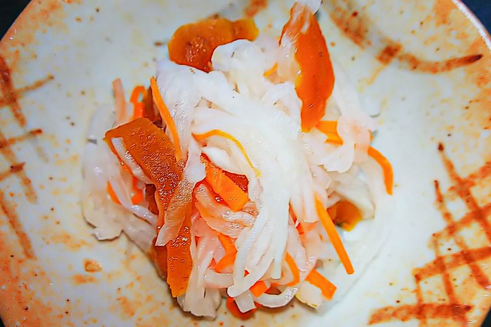 Kaki Namasu(Pickled Daikon Radish and Carrot with Dried Persimmon)
