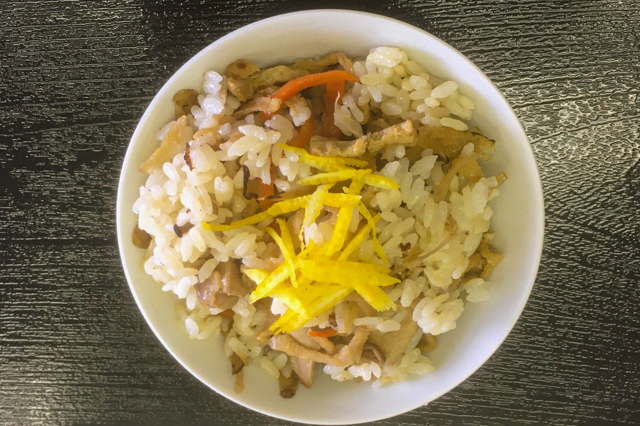 Kijiniku to Kiriboshidaikon no Mazegohan (Rice mixed with pheasant meat and” Kiriboshi-daikon” (dried radish))