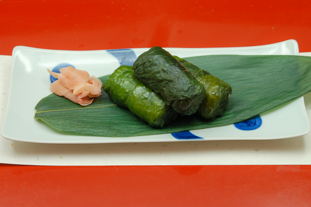 Manamehari (Sushi wrapped in Pickled Mana-green)