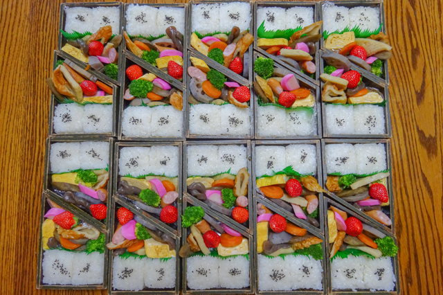 Warigo Bento (Boxed Lunch Contains Rice Cut out with Wooden Mold and Simmered Dishes )