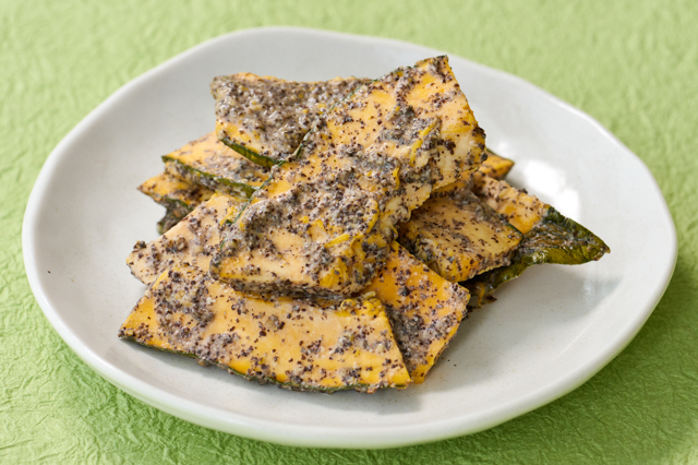 Hoshi-kabocha no Egoma-ae (Dried pumpkin dressed with perilla seeds)