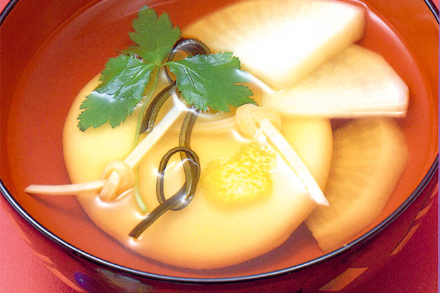 Kabu Zou-ni (Radish Rice Cake Soup)