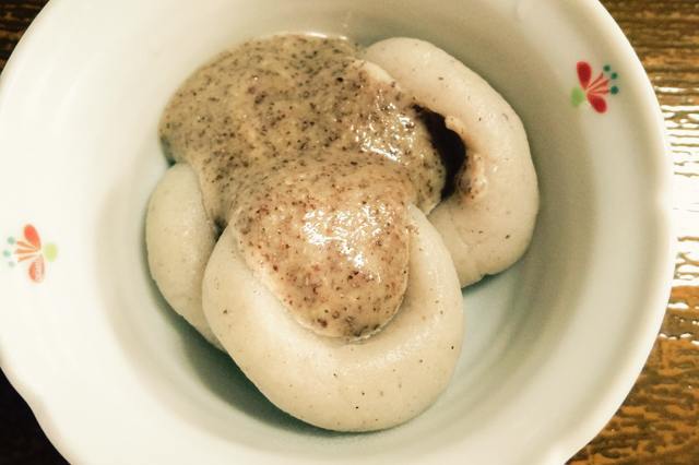 Jyune-mochi (Potato Cake with Sweet Egoma Souce)