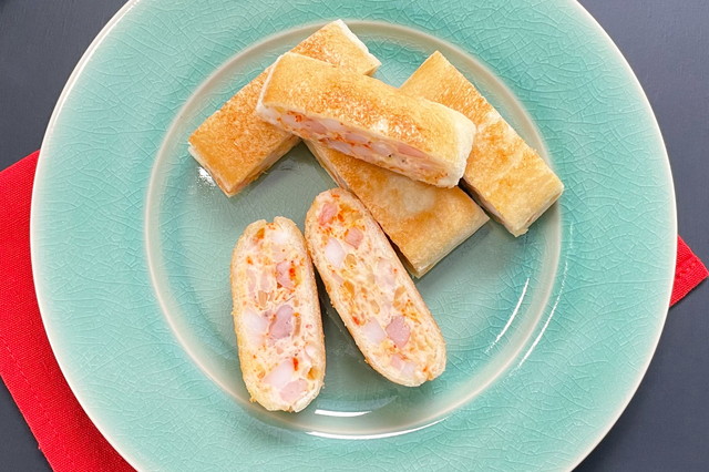 Hatoshi (Fried bread with shrimp paste)