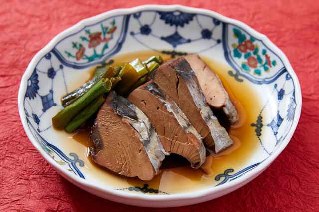 Namabushi to Negi no Nimono (Simmerd dish of Half-dried bonito and Japanese leek)