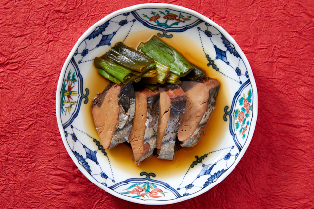 Namabushi to Negi no Nimono (Simmerd dish of Half-dried bonito and Japanese leek)