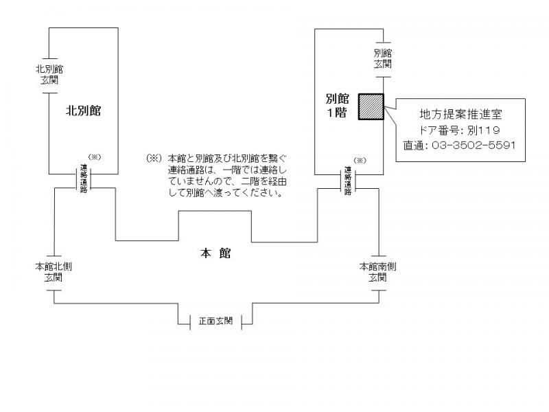 庁舎案内の地図　別館１階　ドア番号：別119