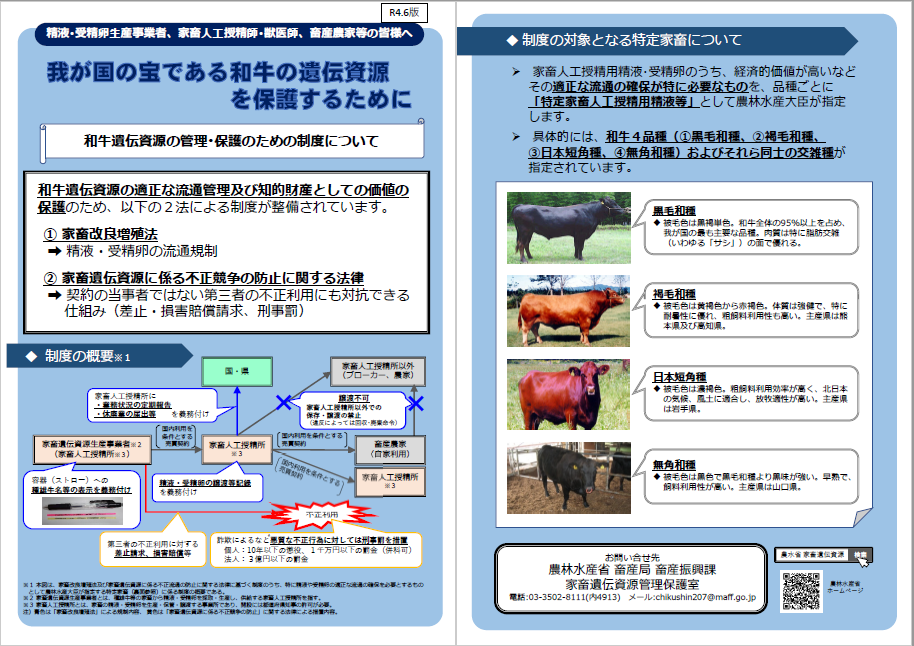 和牛遺伝資源の管理・保護のための制度