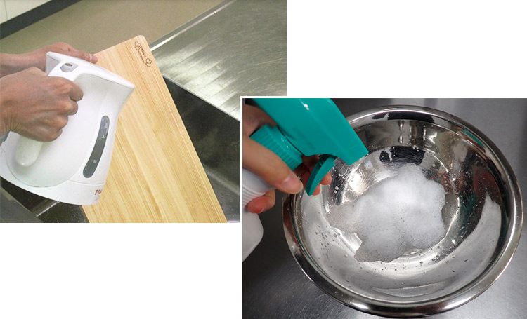 まな板等の調理器具を消毒する