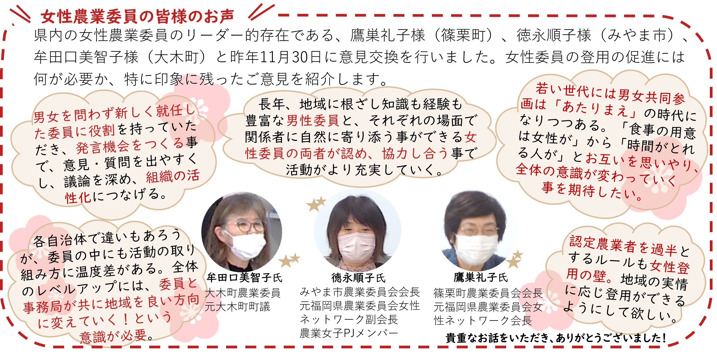 女性農業委員の皆様のお声