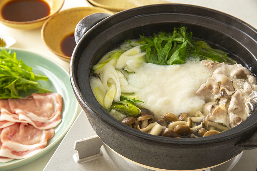 豚肉と水菜のとろろ鍋