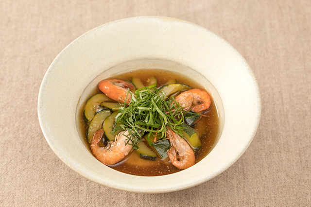 きゅうりと川エビの煮物