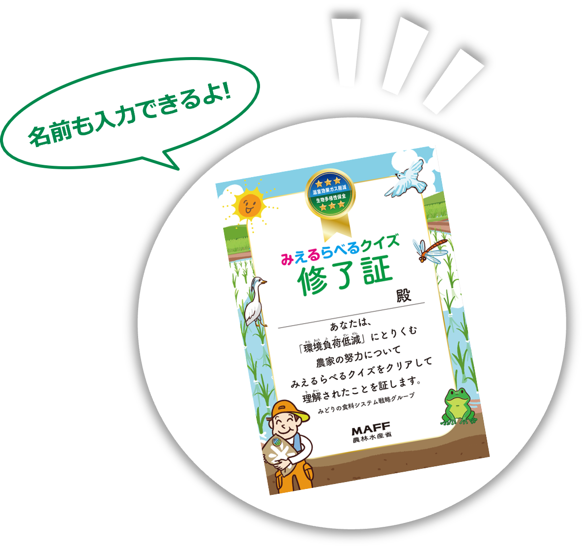 みえるらべるクイズ修了証