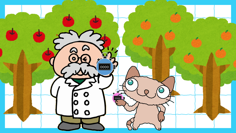 リンゴの木とミカンの木のイラスト