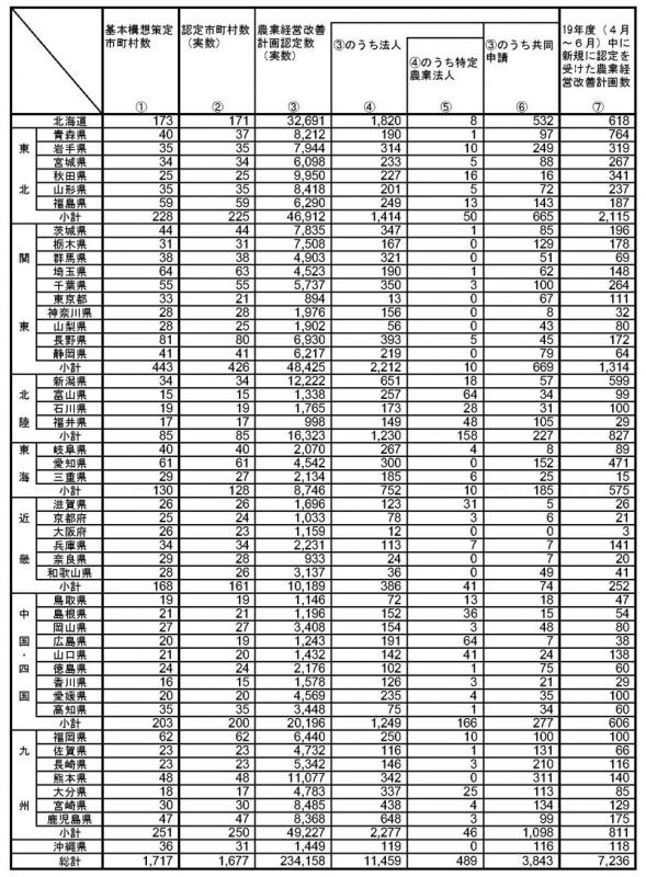19年6月基本構想策定状況等(都道府県別)