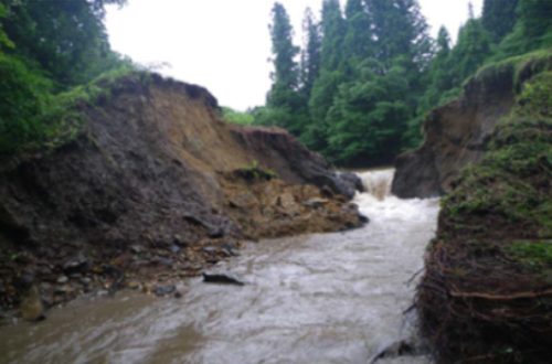 豪雨により決壊したため池