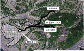 淡河川・山田川疏水位置図