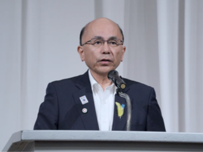 「2027年国際園芸博覧会（GREEN&times;EXPO 2027）国際参加者会議（IPM）」ウェルカムレセプションにて開会の挨拶を述べる根本農林水産副大臣