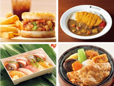 フードコートでは、「とんかつカレー」「和牛すき焼き弁当」「海鮮かき揚げライスバーガー」「江戸前鮨とロール鮨」などを提供。身近な日本食をアピール