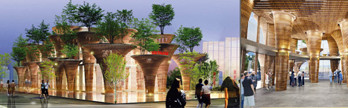 「水と蓮」がテーマのベトナム館 生命にとって重要な要素である水と、ベトナムにとって重要な花である蓮の2つのイメージで設計されたパビリオン。環境や水資源の保護のために取り組むベトナムのメッセージを伝えています。パビリオン内では、美術品、陶器なども展示、ステージではベトナム音楽の演奏会も行われ、ベトナムの豊かな文化と食事を体験できます。