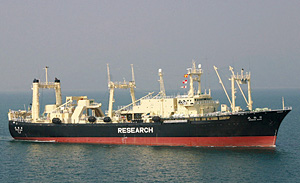 日本の調査捕鯨の調査母船「日新丸」は、共同船舶が保有する。