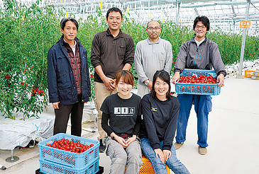 「農の雇用事業」参加者。福井県のトマト栽培施設「福井和郷」。