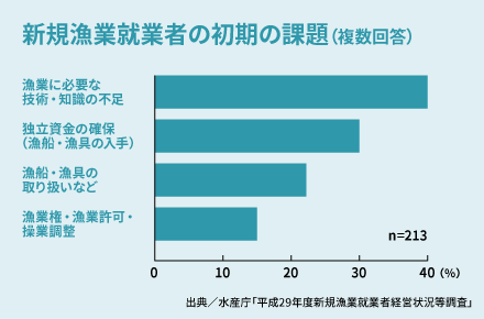 新規漁業就業者の初期の課題(複数回答)