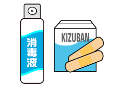 消毒液と絆創膏