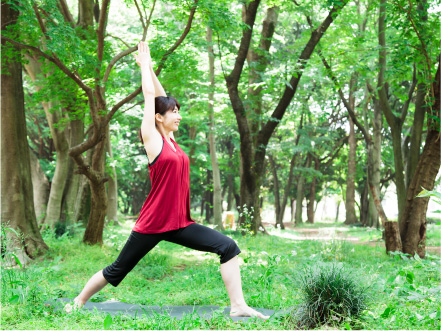 自然と一体になる「森林ヨガ」