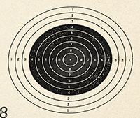 エアライフルの距離10メートルの標的。中心円が10点圏。