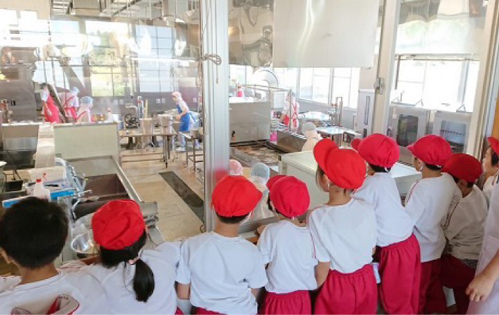 写真：給食センター見学の様子