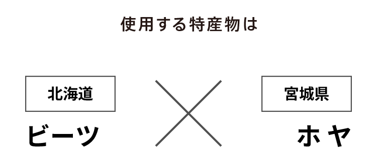 使用する特産物は 北海道 ビーツ × 宮城県 ホヤ