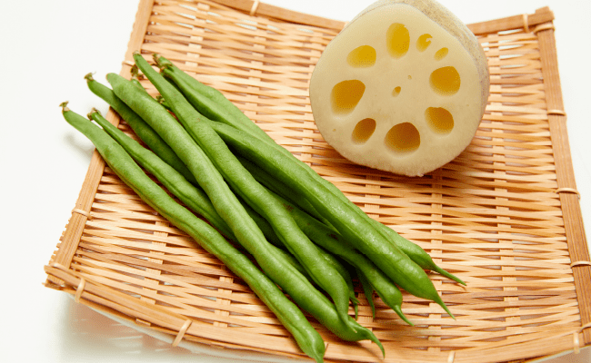 画像：さやいんげん と 加賀れんこん