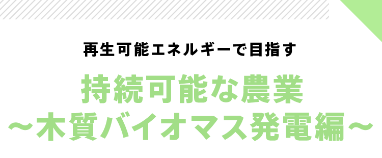 再生可能エネルギーで目指す 持続可能な農業~木質バイオマス発電編~