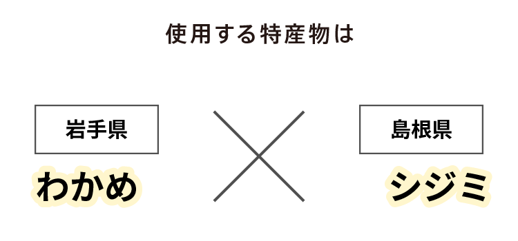 使用する特産物は 岩手県 わかめ × 島根県 シジミ