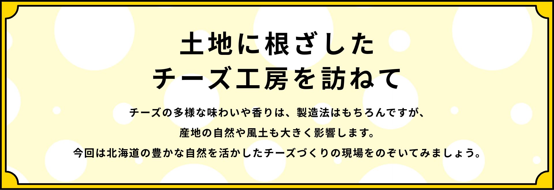 土地に根ざしたチーズ工房を訪ねて チーズの多様な味わいや香りは、製造法はもちろんですが、産地の自然や風土も大きく影響します。今回は北海道の豊かな自然を活かしたチーズづくりの現場をのぞいてみましょう。
