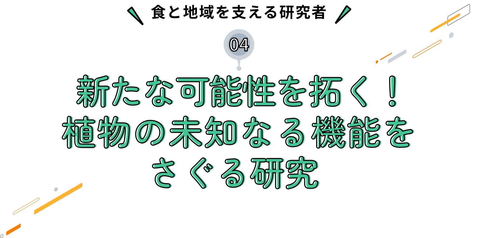 食と地域を支える研究者 新たな可能性を拓く！植物の未知なる機能をさぐる研究
