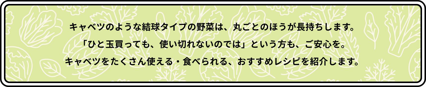 キャベツのような結球タイプの野菜は、丸ごとのほうが長持ちします。「ひと玉買っても、使い切れないのでは」という方も、ご安心を。キャベツをたくさん使える・食べられる、おすすめレシピを紹介します。