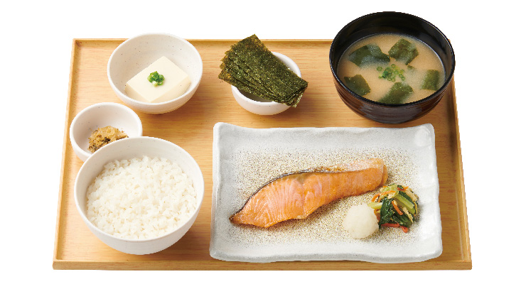 「しゃけの塩焼朝食」