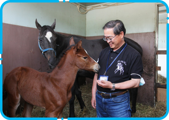 仔馬と獣医師の中西信吾先生