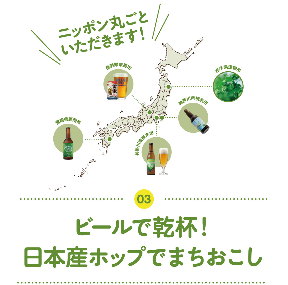 ニッポン丸ごといただきます！ 03　ビールで乾杯！日本産ホップでまちおこし