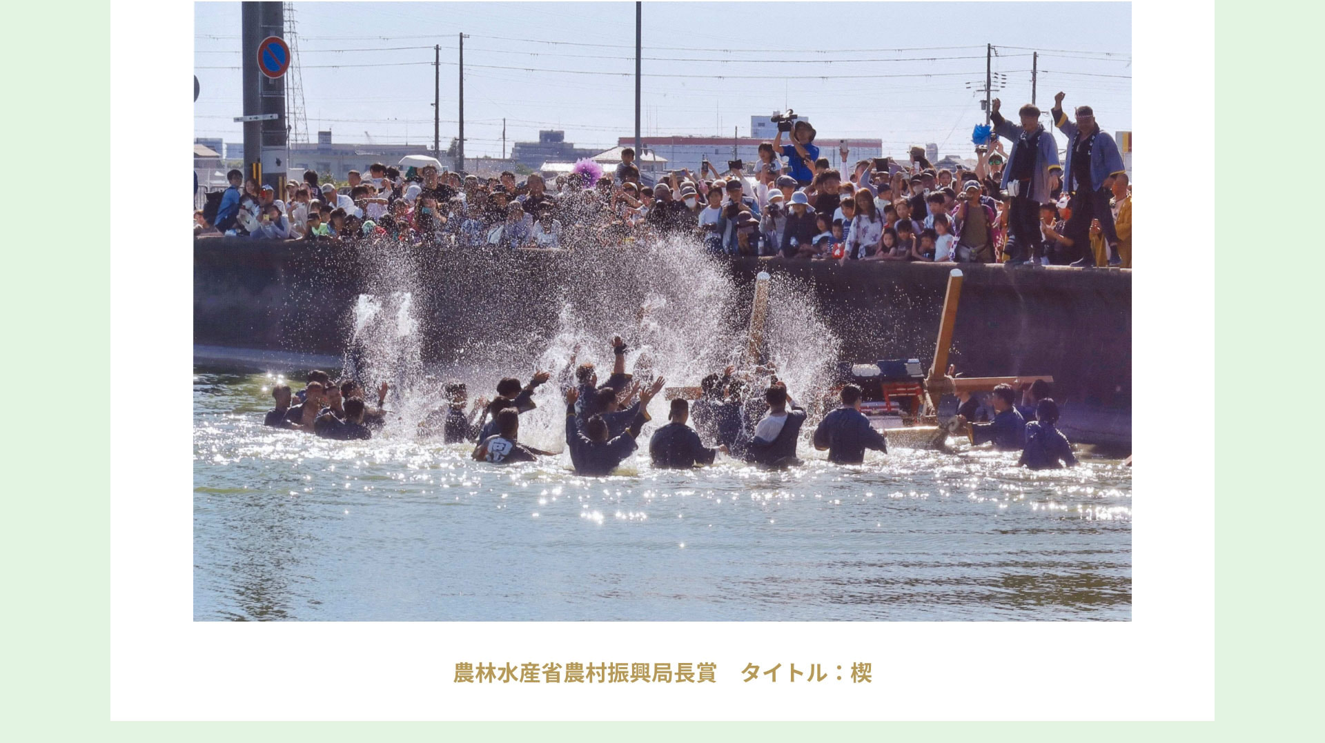 農林水産省農村振興局長賞　タイトル：楔