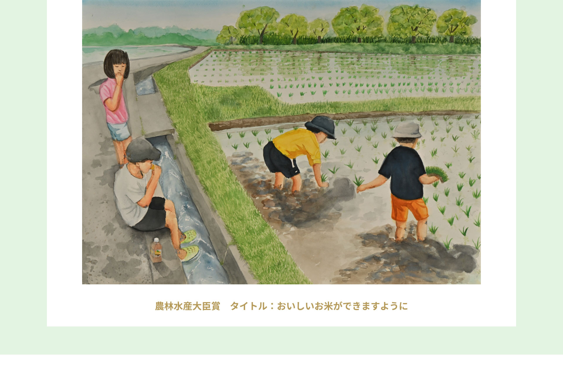 農林水産大臣賞　タイトル：おいしいお米ができますように