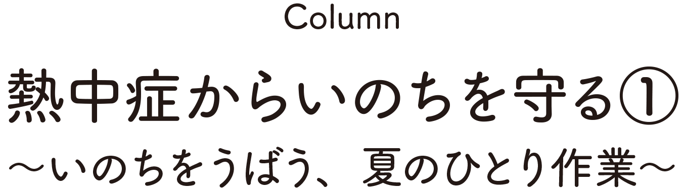 Column:熱中症からいのちを守る①～いのちをうばう、夏のひとり作業～