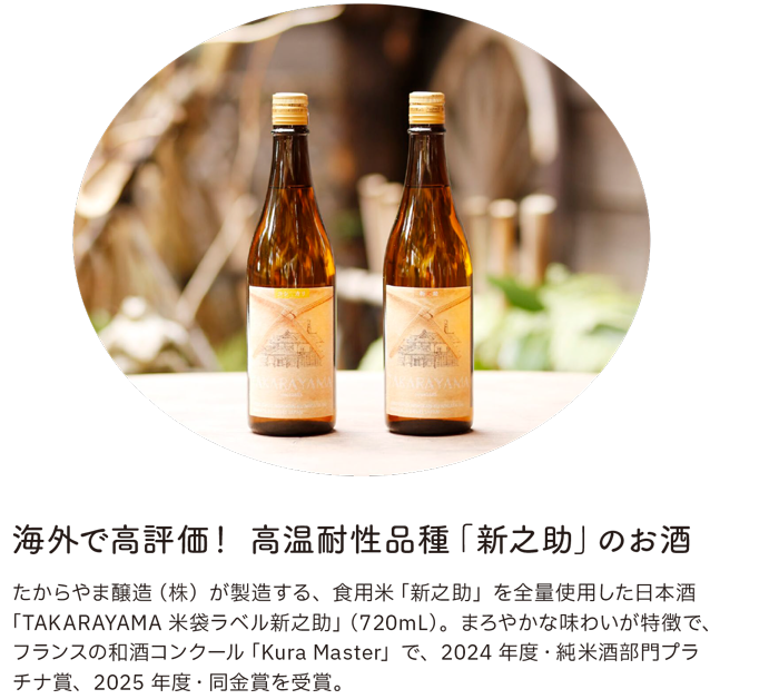海外で高評価！ 高温耐性品種「新之助」のお酒