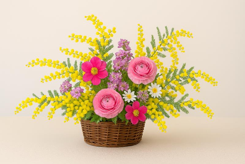 ミモザを使ったフラワーアレンジメント